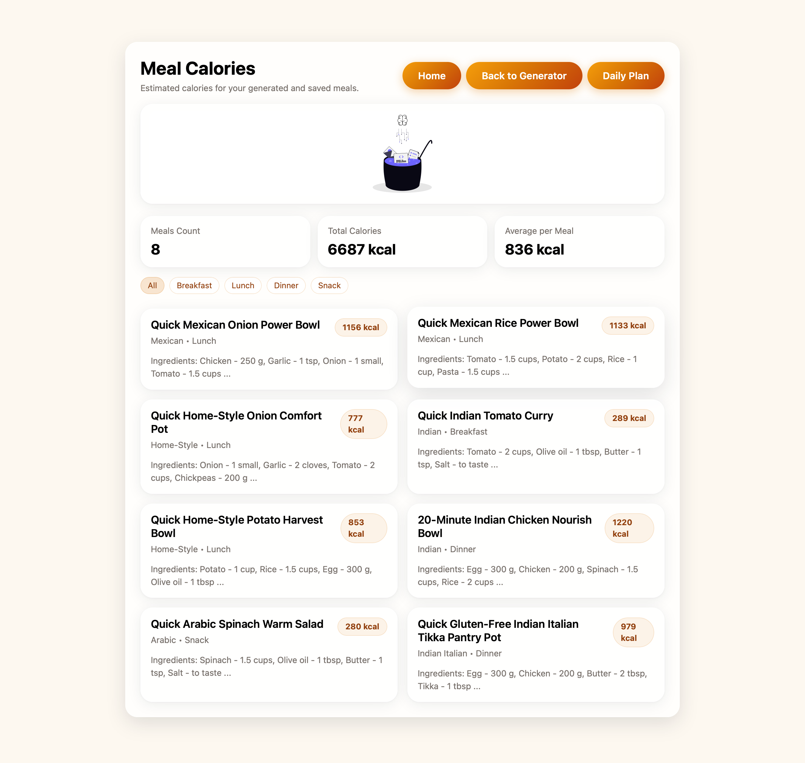 Pantrio Meal Calories page preview